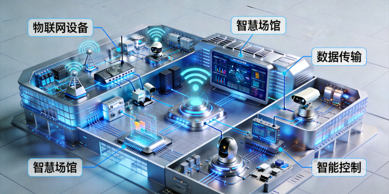 物联网设备与智慧场馆连接概念图