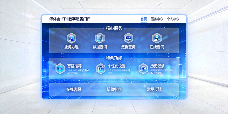 华体会HTH数字服务门户页面布局与功能模块整合示意
