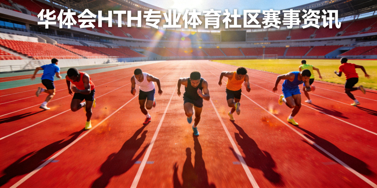 体育场内运动员在跑道上奔跑，展现华体会HTH专业体育社区赛事资讯的活力氛围
