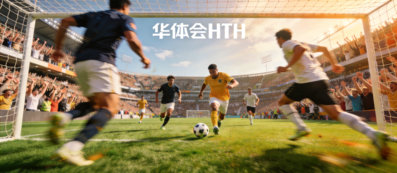 华体会HTH体育门户主视觉背景，展现足球场上的竞技氛围