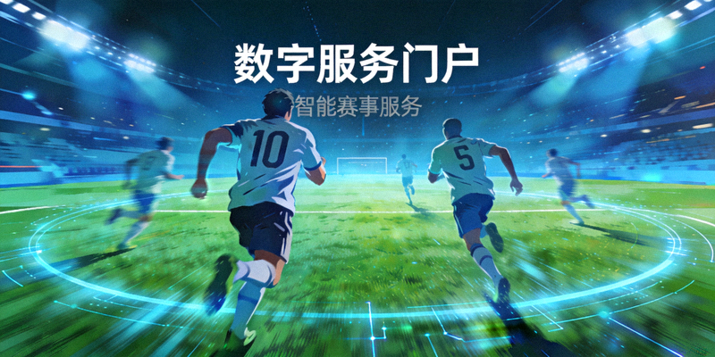 足球运动员在球场上奔跑体现数字服务门户主题